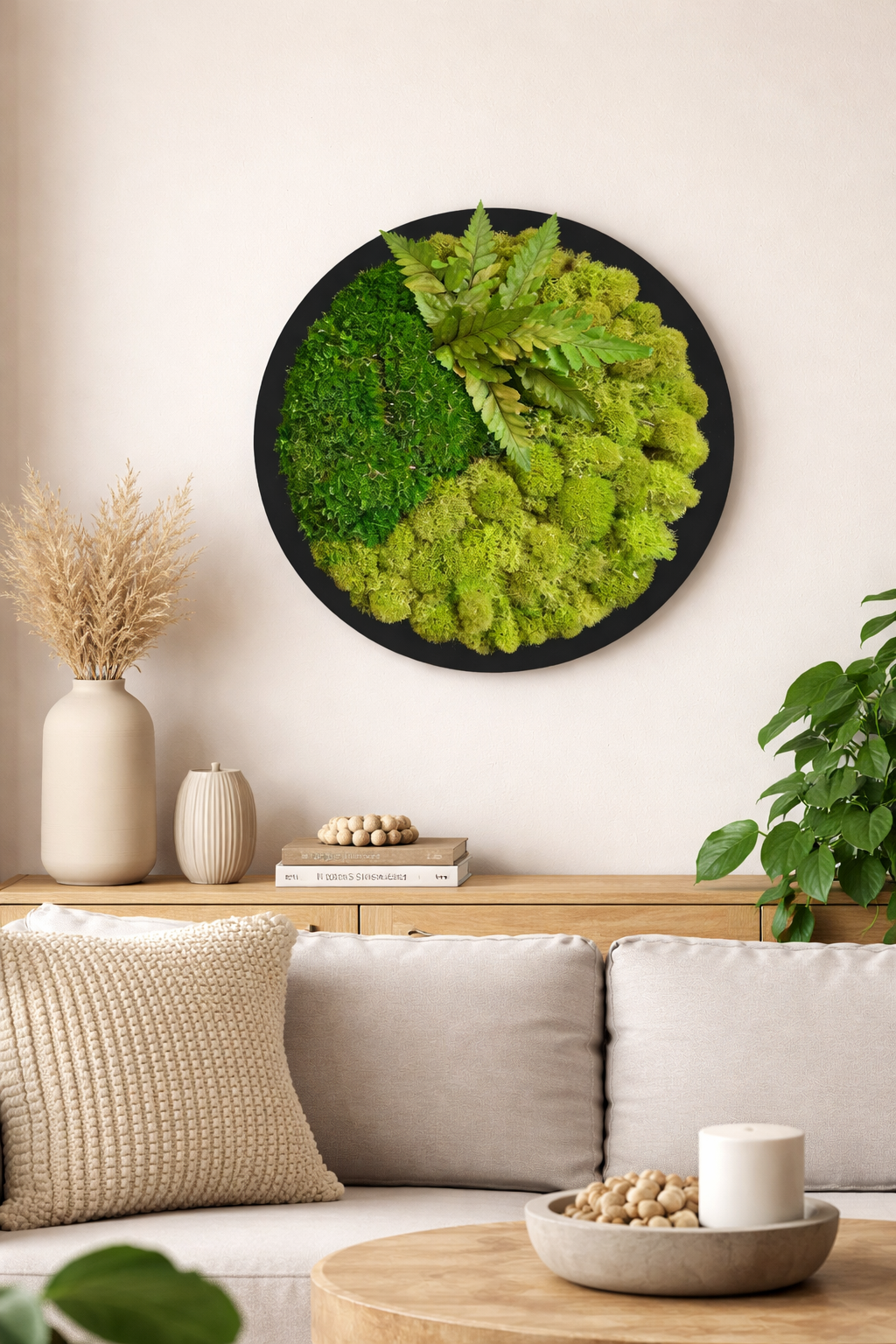 Nature’s Harmony Circle Moss Art Frame (One Piece)