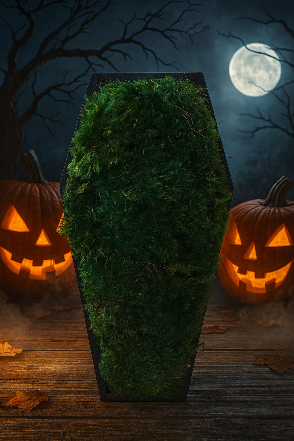 Coffin Moss Bowls – Modern Halloween Moss Décor