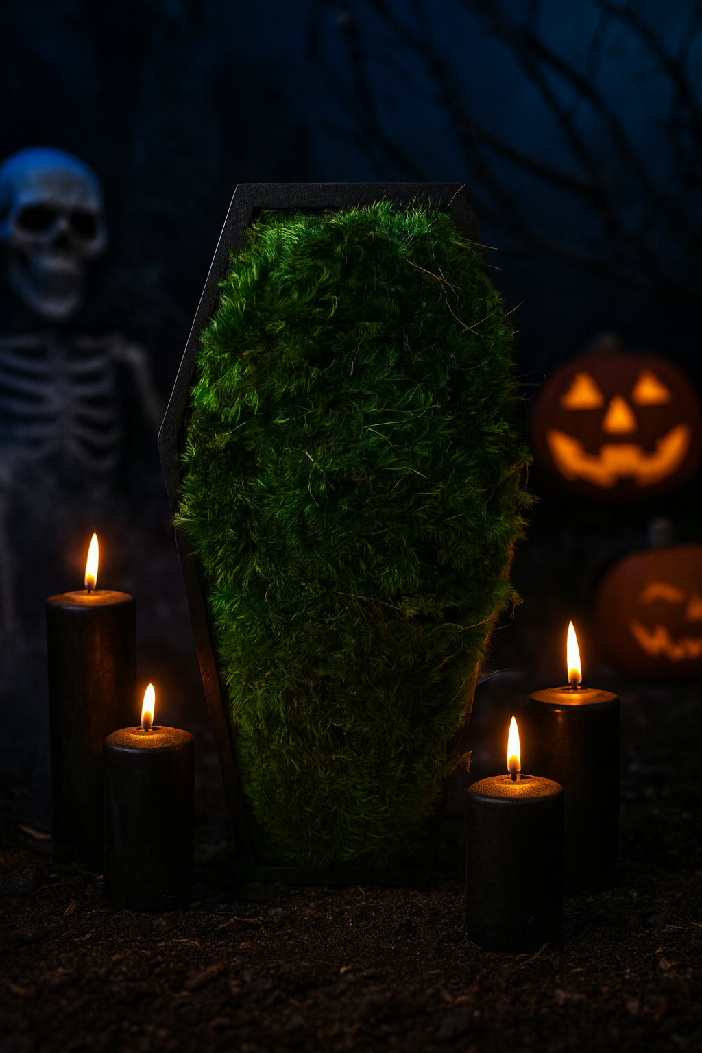 Coffin Moss Bowls – Modern Halloween Moss Décor