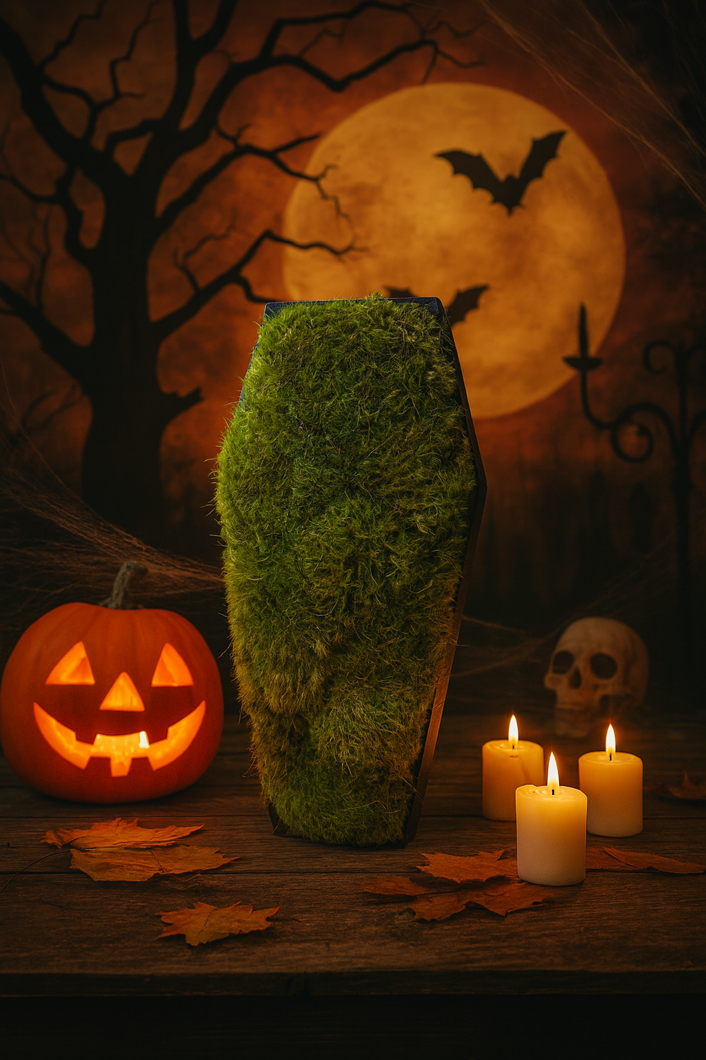 Coffin Moss Bowls – Modern Halloween Moss Décor