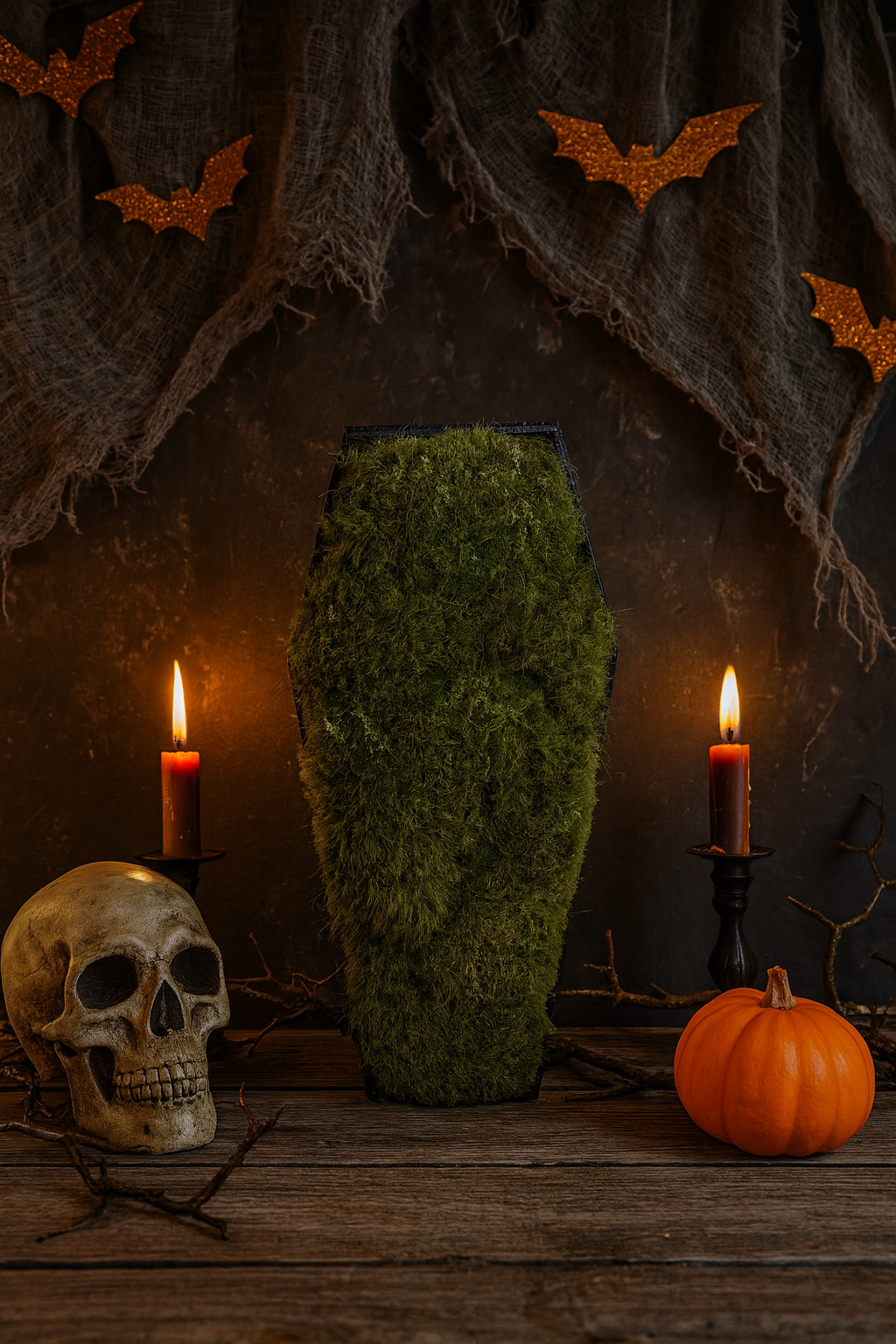Coffin Moss Bowls – Modern Halloween Moss Décor