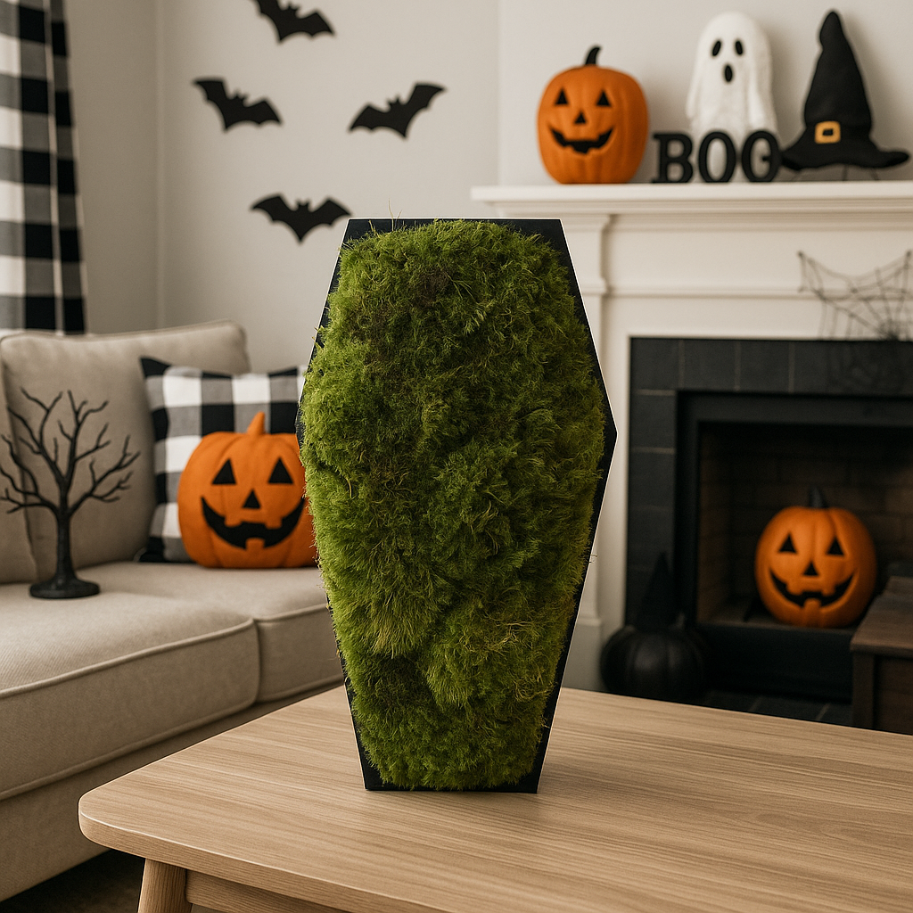 Coffin Moss Bowls – Modern Halloween Moss Décor