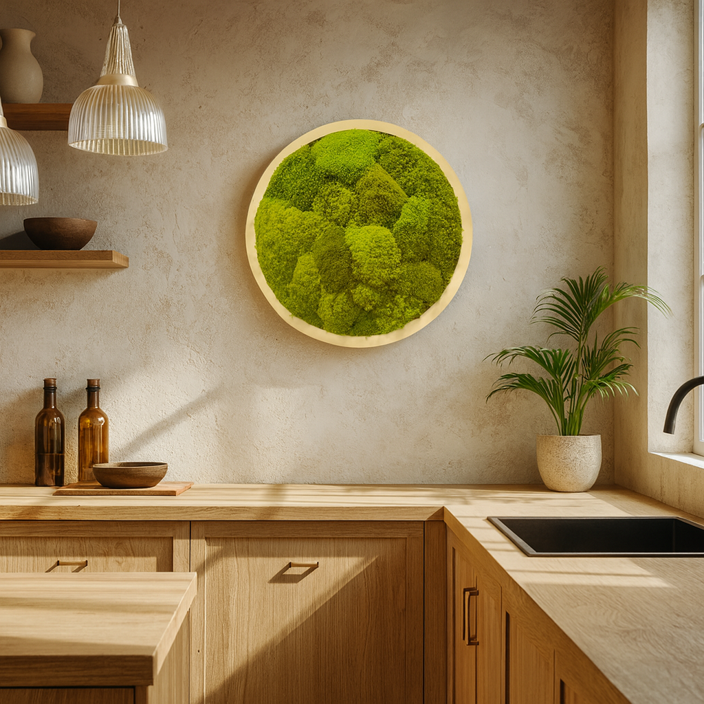 Lightened Moods Circle Moss Art Frame