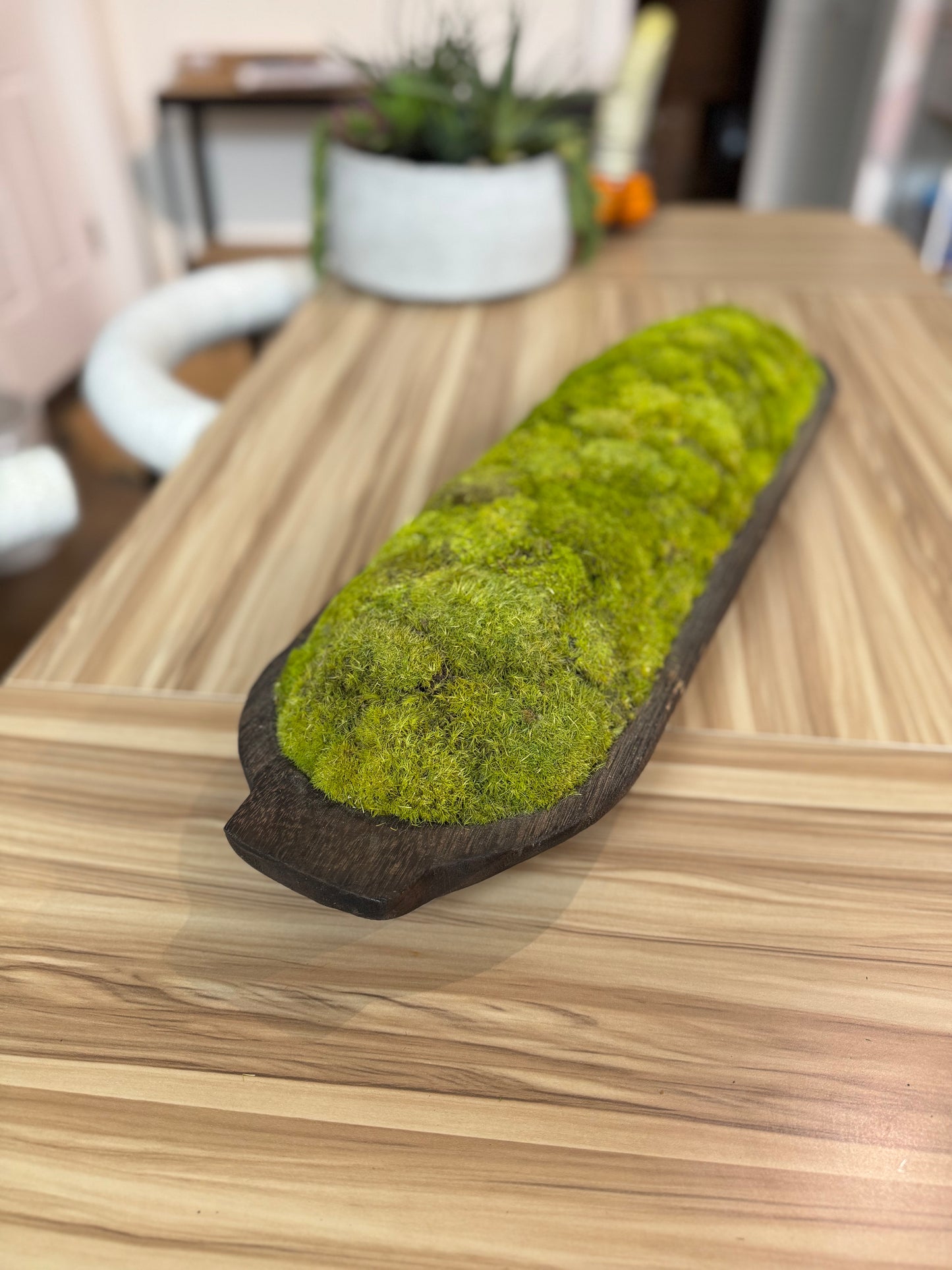 28x8x4" Oval Moss Dough Bowl with Handles