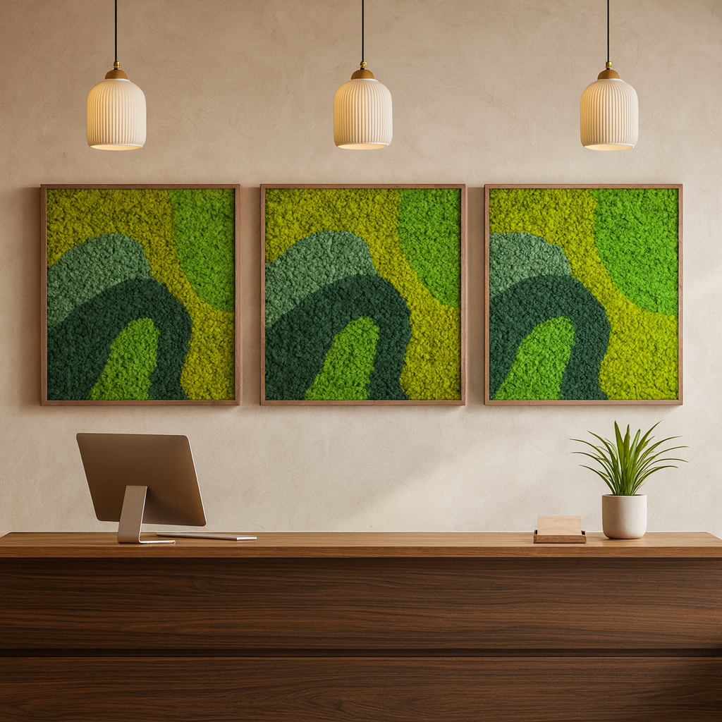 Preserved moss feature wall installed in a retail interior
