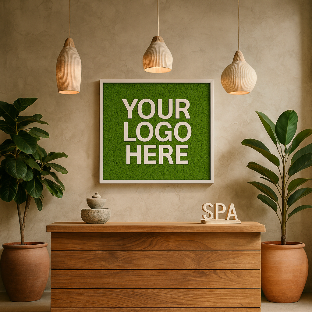 Textured preserved moss panel used as a feature wall in a commercial dining interior