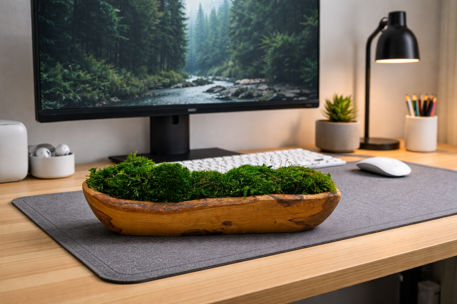 The Moss Shop Tranquil Earth Olive Wood Bowl - Thumbnail 4