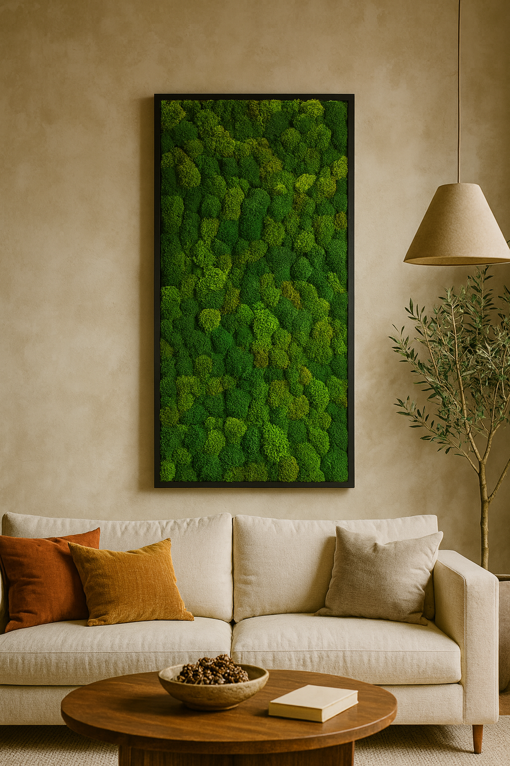 Lighting-Enhanced Moss Art Frame
