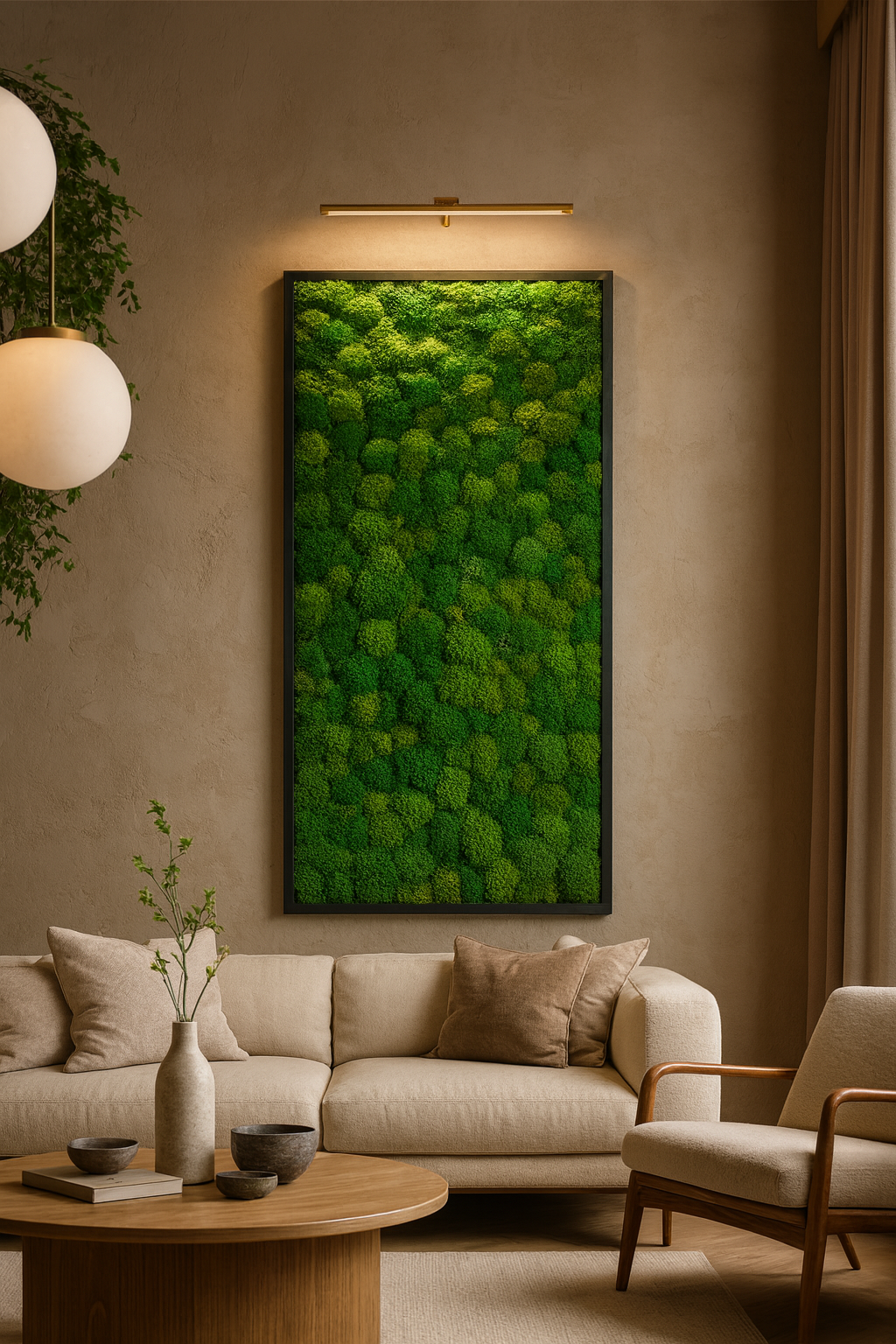 Lighting-Enhanced Moss Art Frame