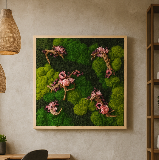 36x36" Wildwood Florals Moss Art Frame: Ready to Ship