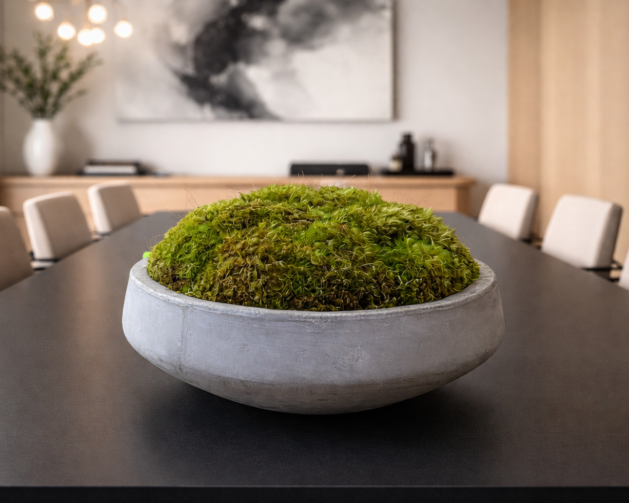 moss indoor plants interior design services 13", 17", or 22" Concrete Moss Bowl Centerpiece – The Moss Shop