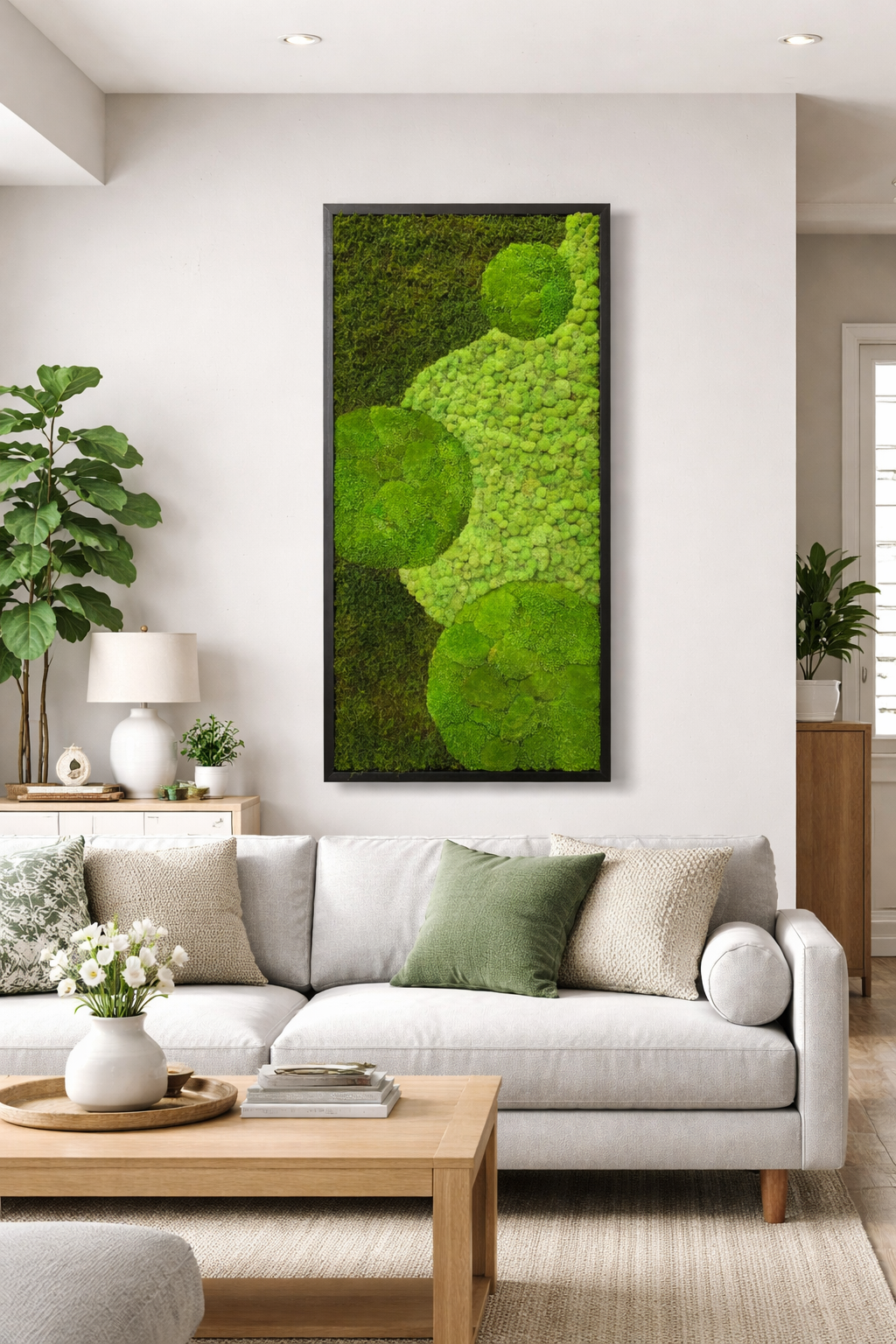 Three Grove Composition Moss Art Frame