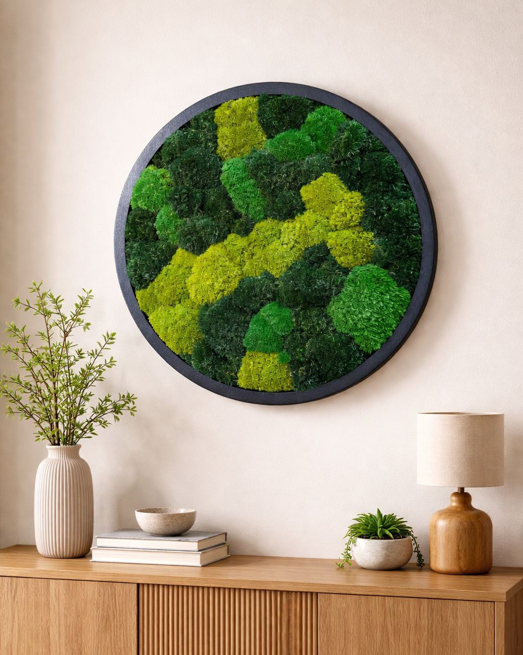 Maintenance Free Circle Moss Art Frame - Made with Preserved Moss – The ...