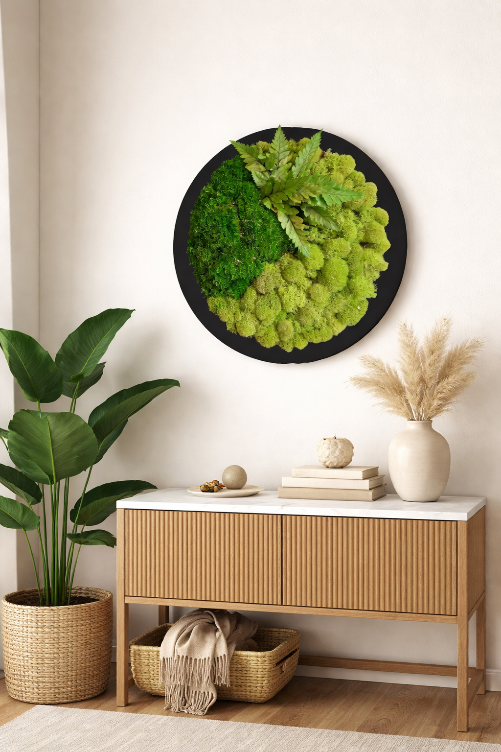 Nature’s Harmony Circle Moss Art Frame (One Piece)