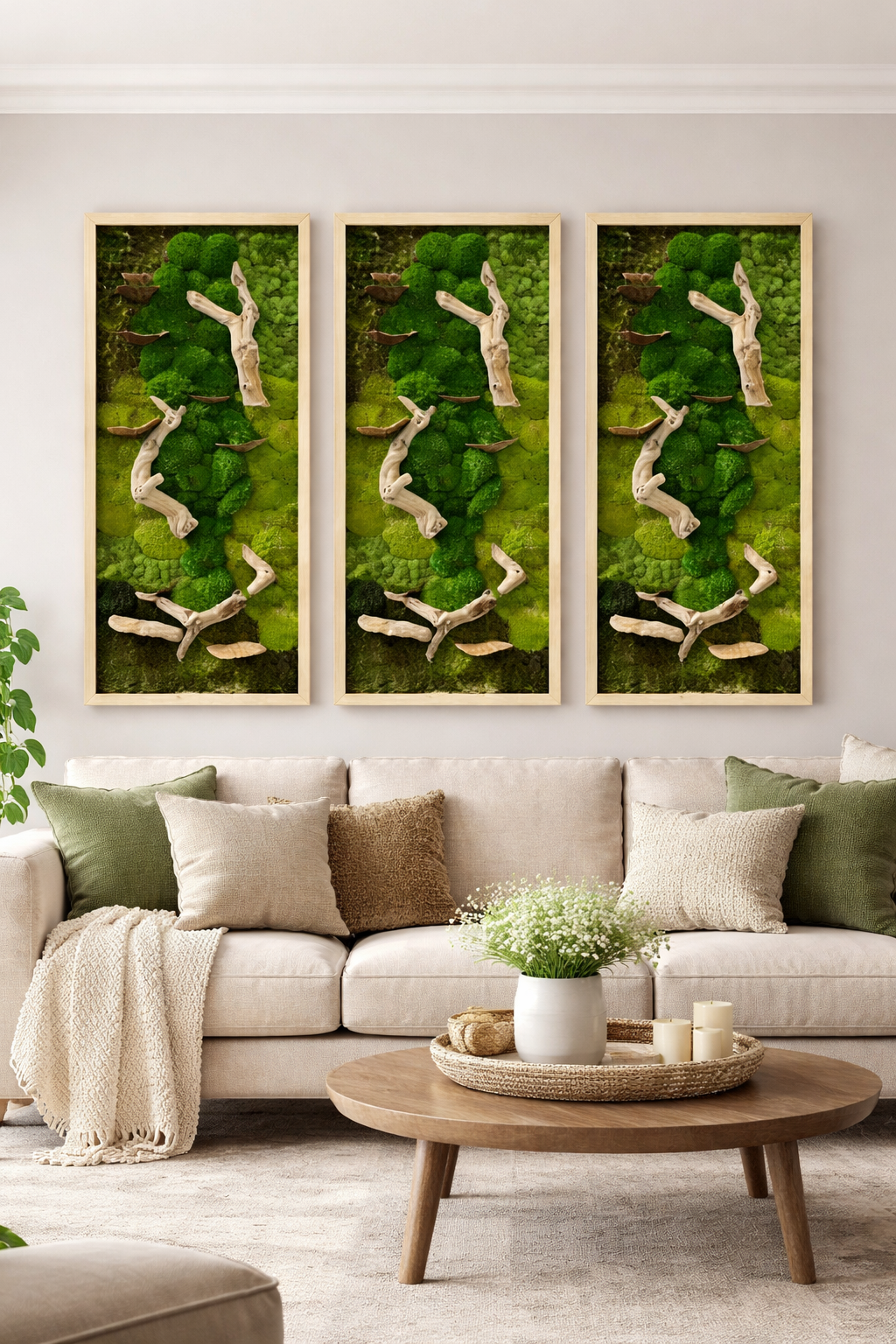 Light Drifted Woodlands Moss Art Frame (One Piece)