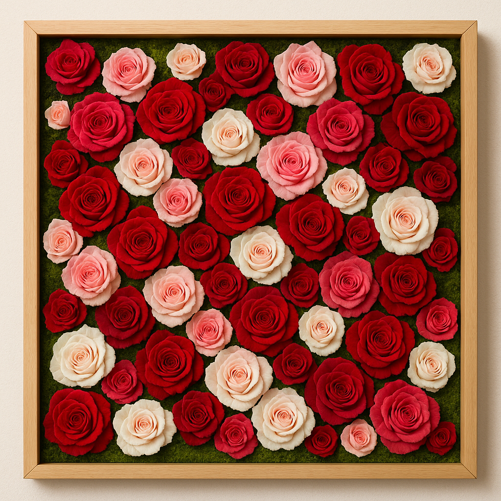 Forever Roses Moss Art Frame