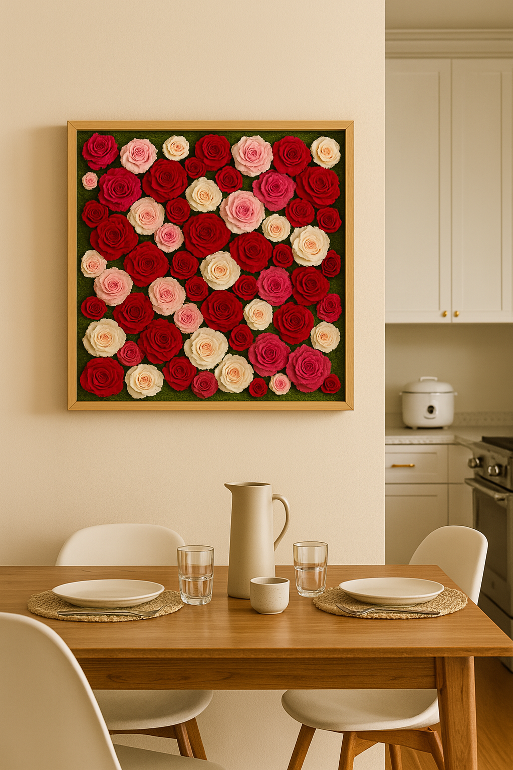 Forever Roses Moss Art Frame