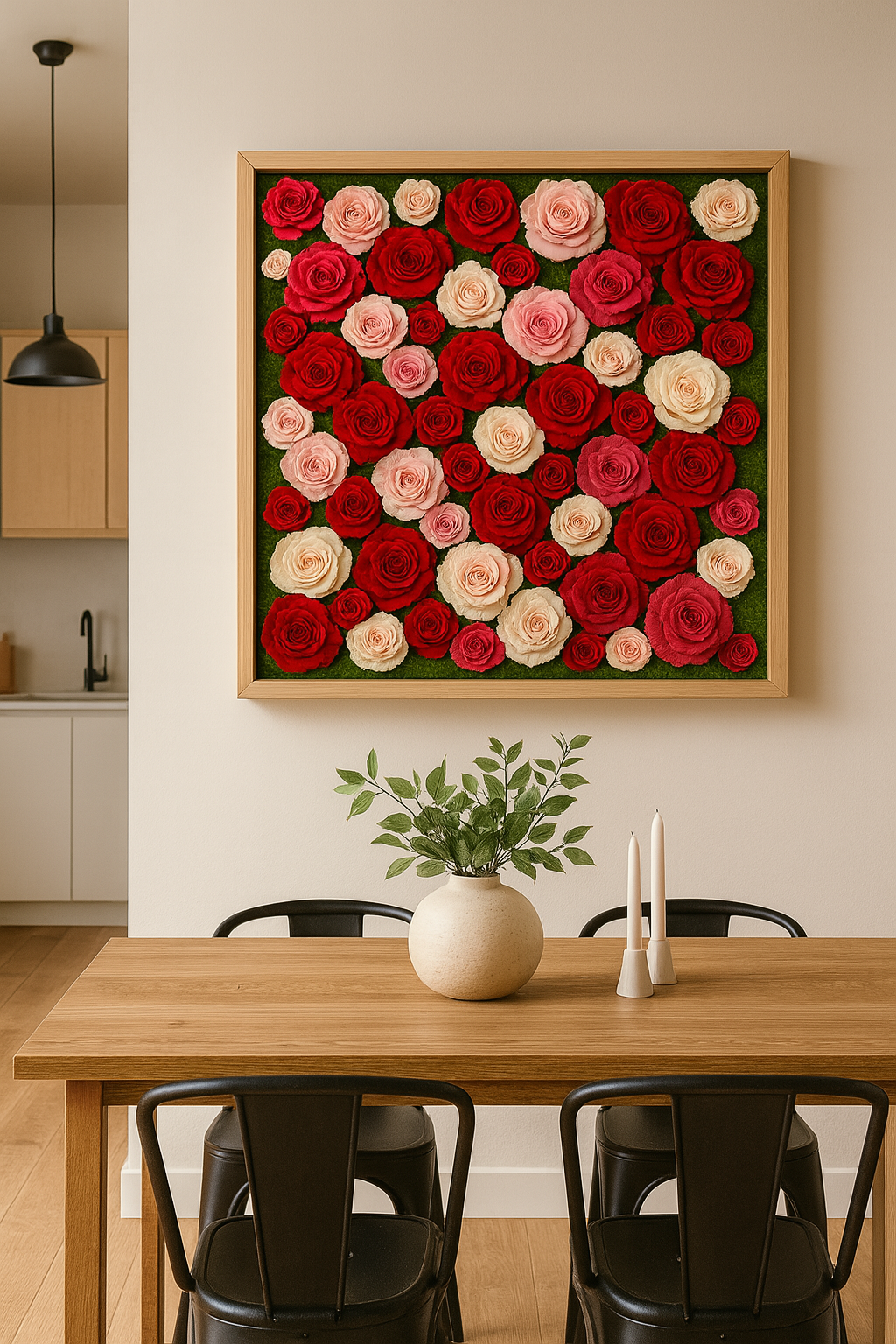 Forever Roses Moss Art Frame