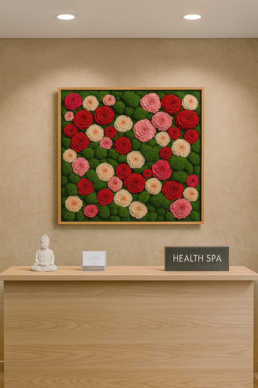 Multicolor Rose Garden Moss Art Frame