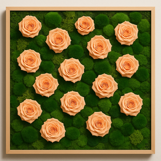 Subtle Rose Garden Moss Art Frame (Peach)