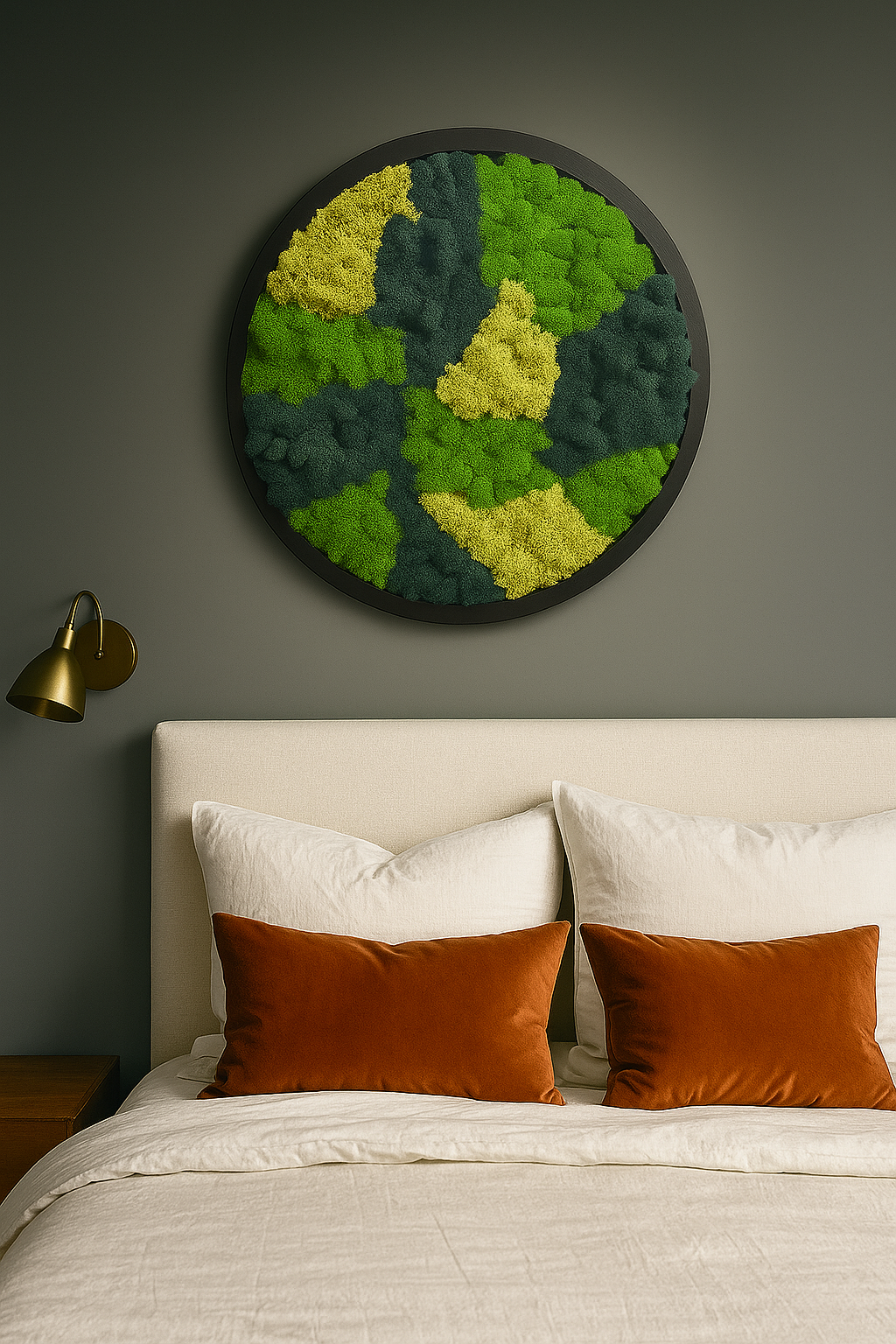 Nature's Segments Circle Moss Art Frame