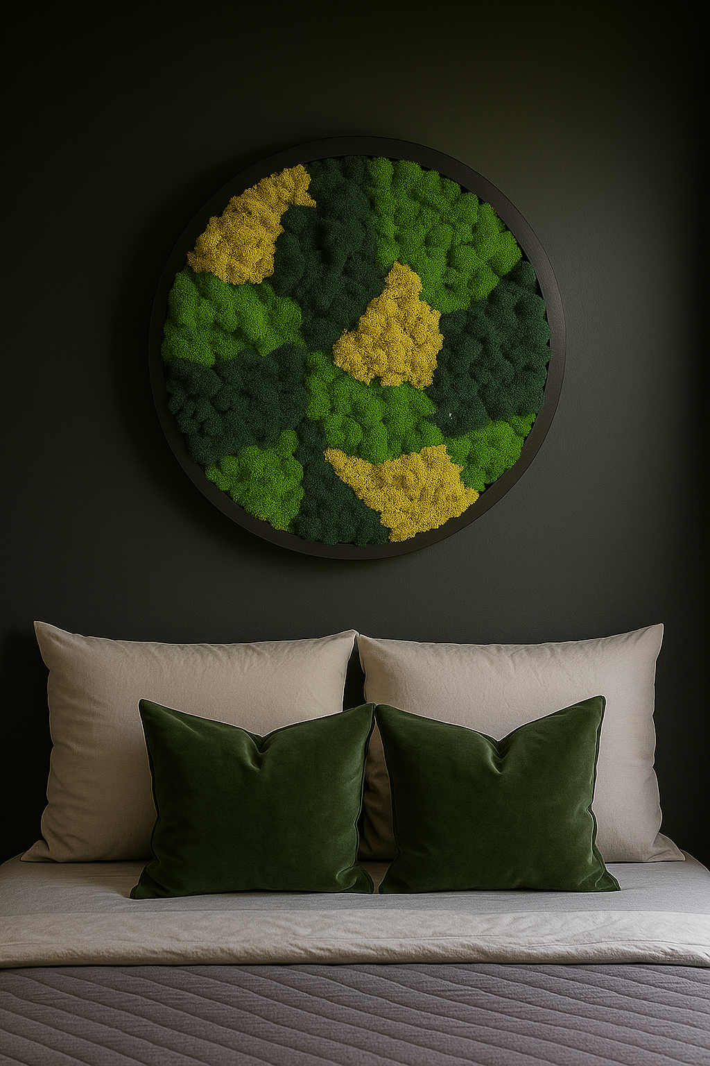 Nature's Segments Circle Moss Art Frame
