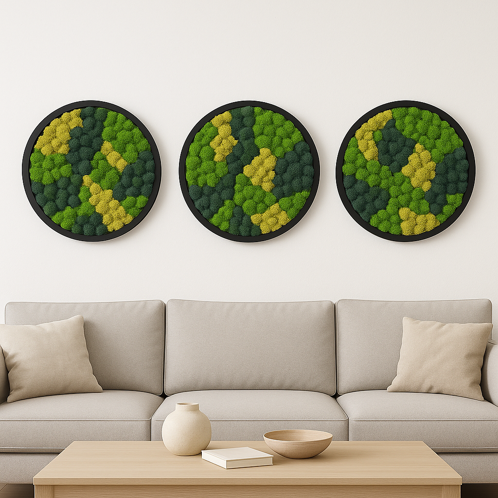 Nature's Segments Circle Moss Art Frame