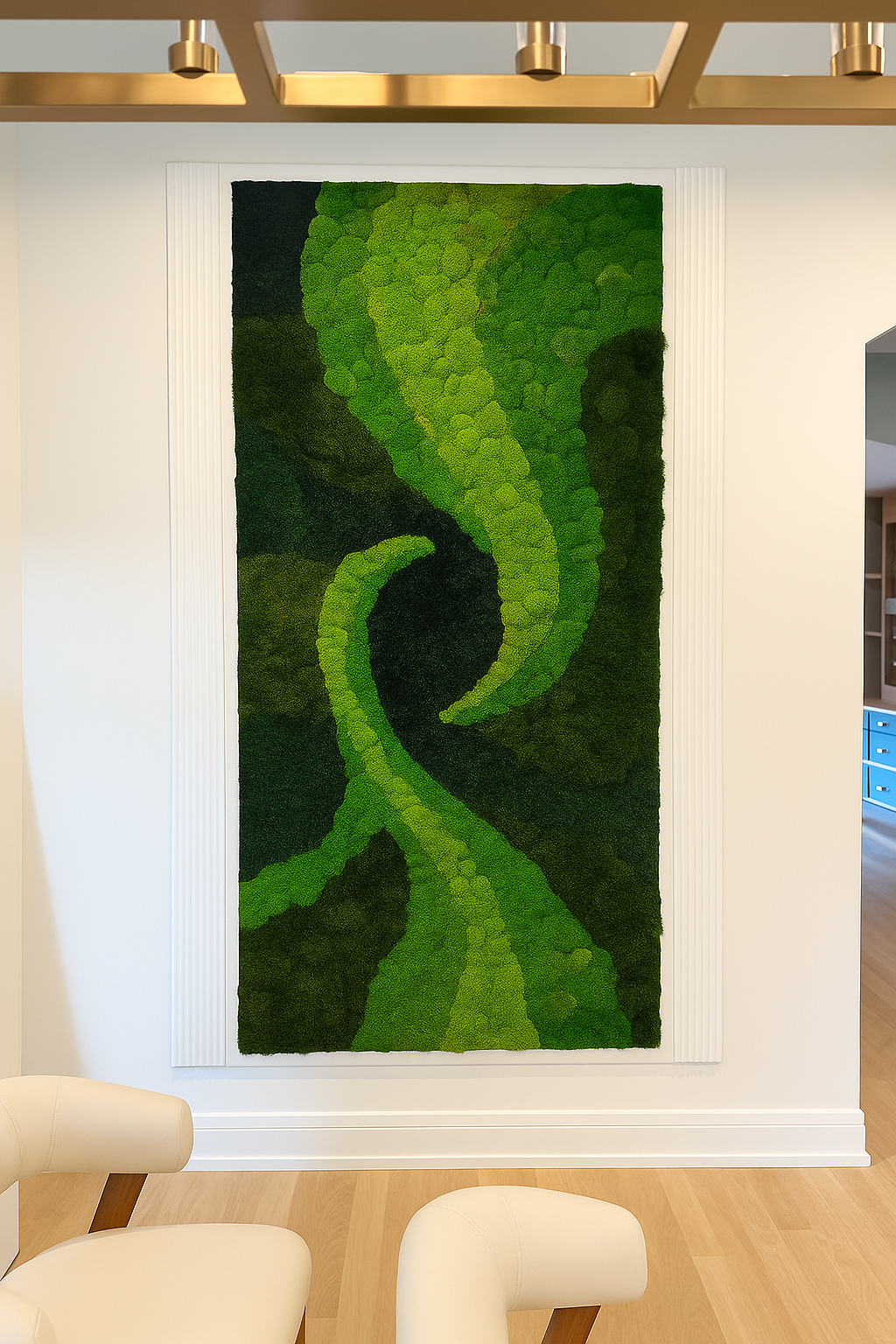 Serpentine Harmony Moss Art Frame, Once Piece