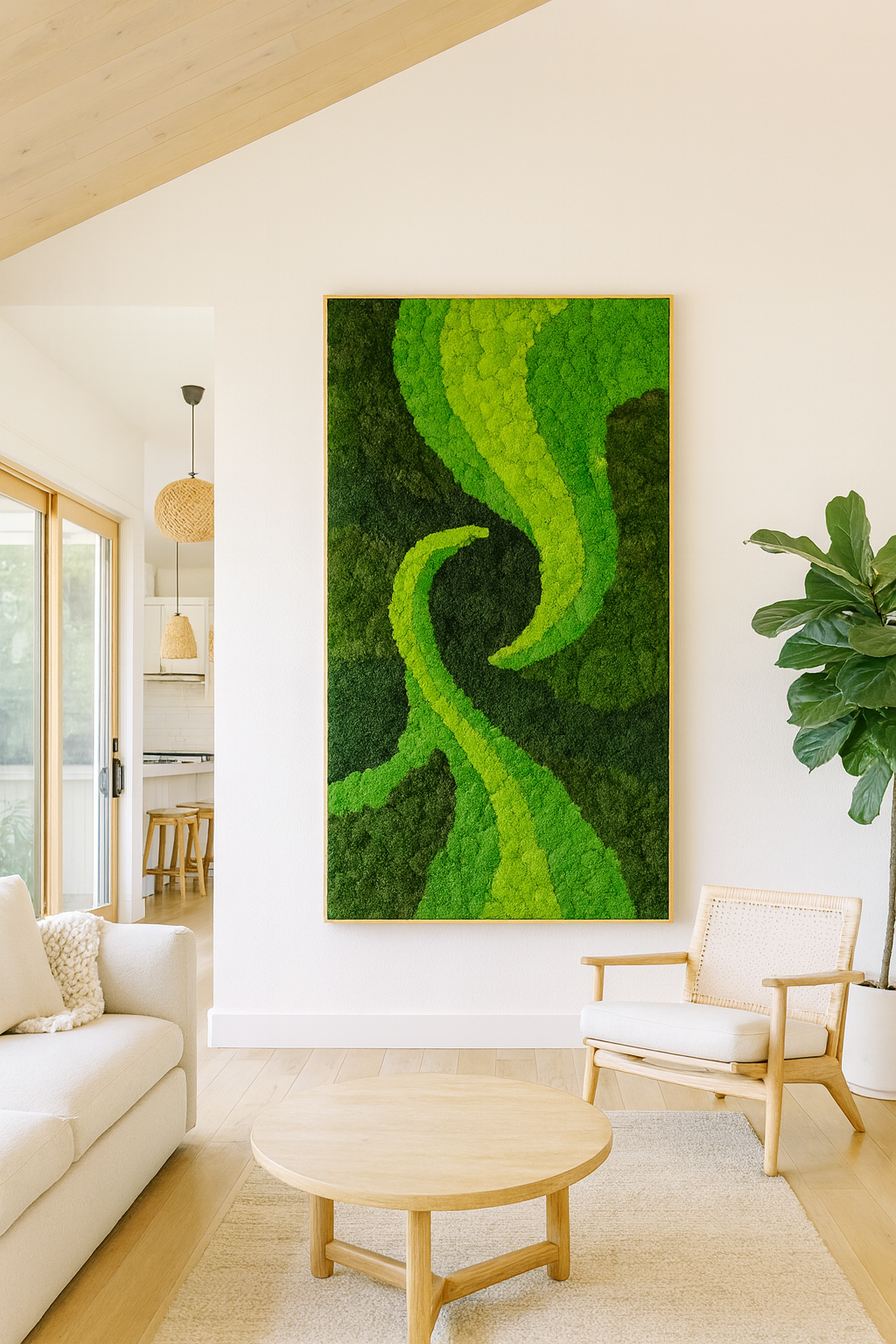 Serpentine Harmony Moss Art Frame, Once Piece