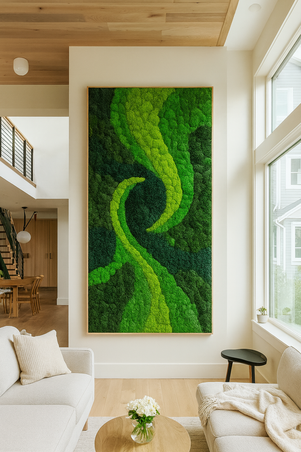 Serpentine Harmony Moss Art Frame, Once Piece