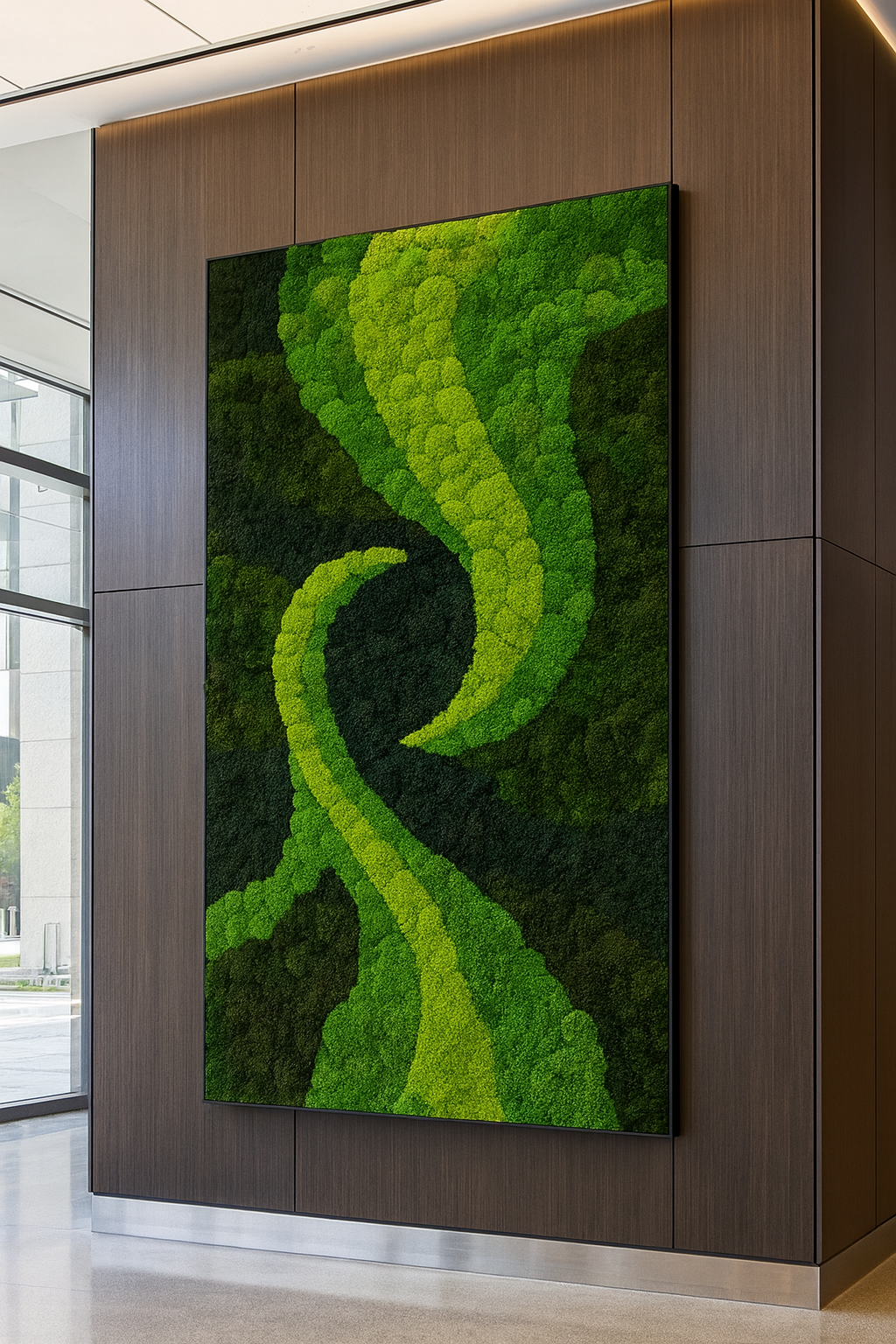 Serpentine Harmony Moss Art Frame, Once Piece