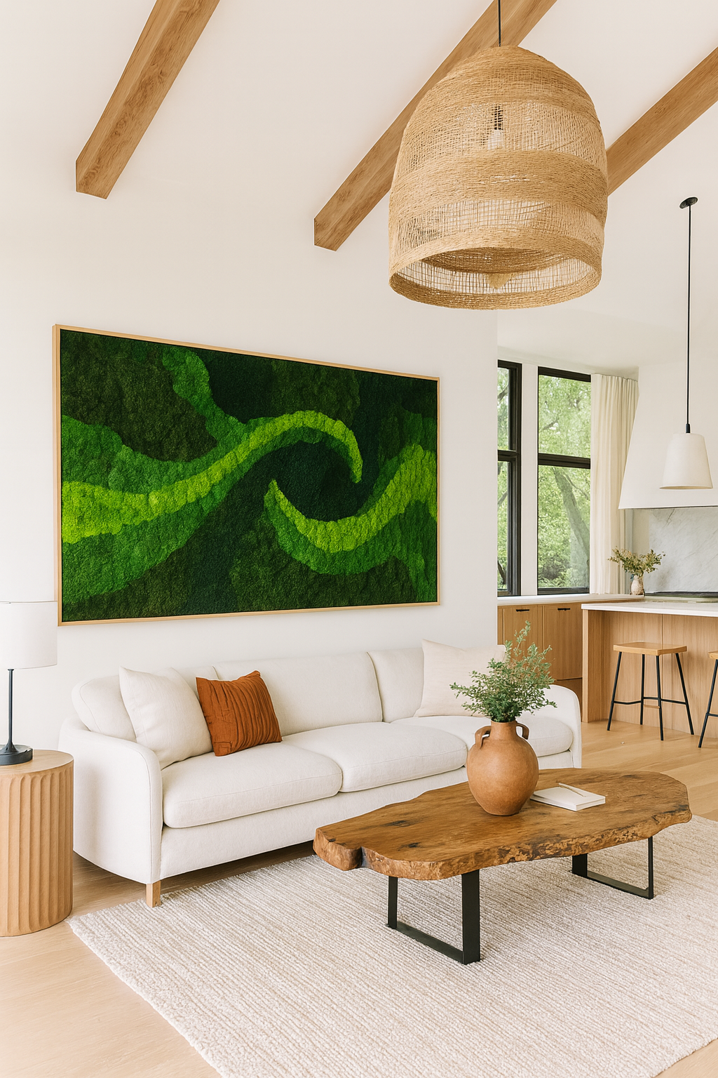 Serpentine Harmony Moss Art Frame, Once Piece