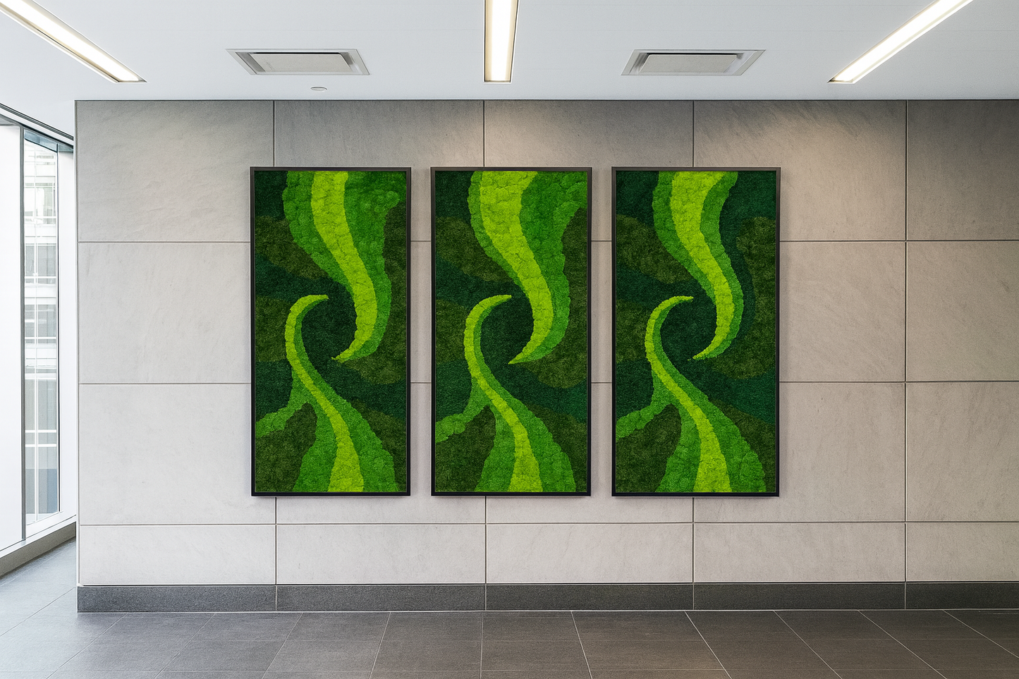 Serpentine Harmony Moss Art Frame, Once Piece