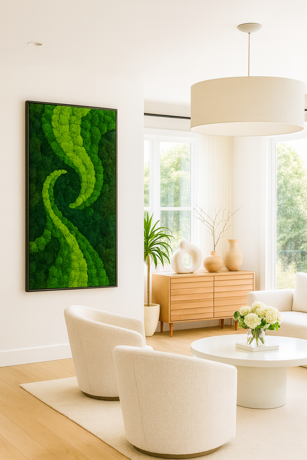 Serpentine Harmony Moss Art Frame, Once Piece
