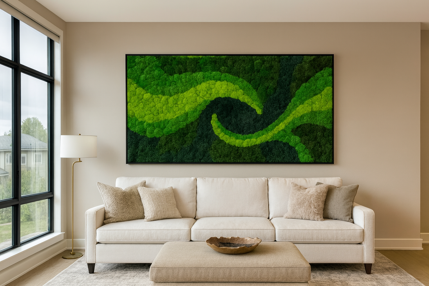 Serpentine Harmony Moss Art Frame, Once Piece