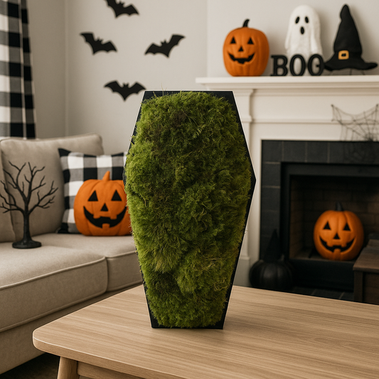 Coffin Moss Bowls – Modern Halloween Moss Décor