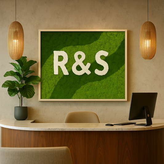 Custom Logo with Moss Lettering, Moss Art Frame