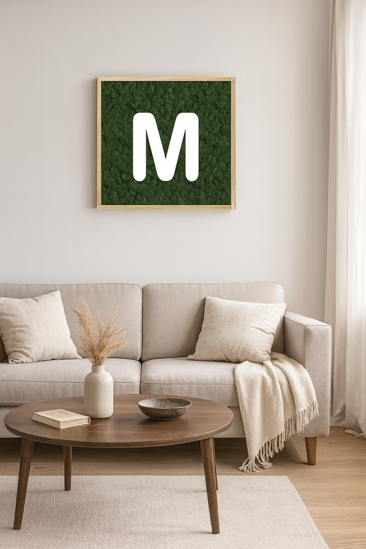The Minimalist Lichen Moss Art Frame - Initials (Dark)