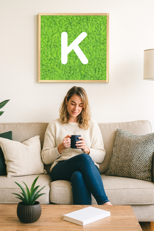 The Minimalist Lichen Moss Art Frame - Initials (Light)