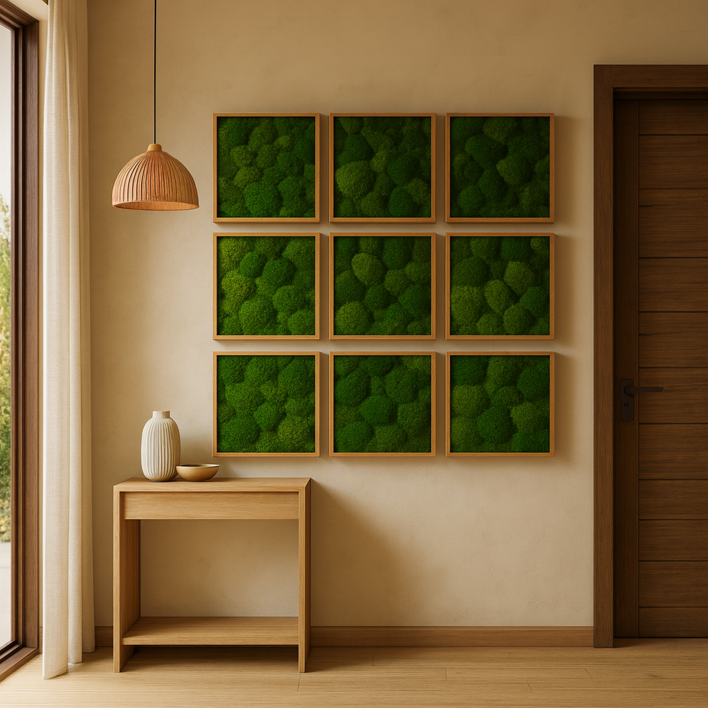 Minimalist Grid Mood Moss Art Frame