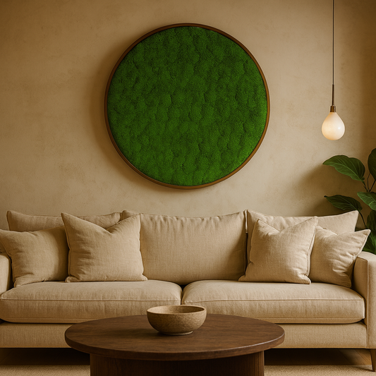 The Green Sphere Circle Moss Art Frame