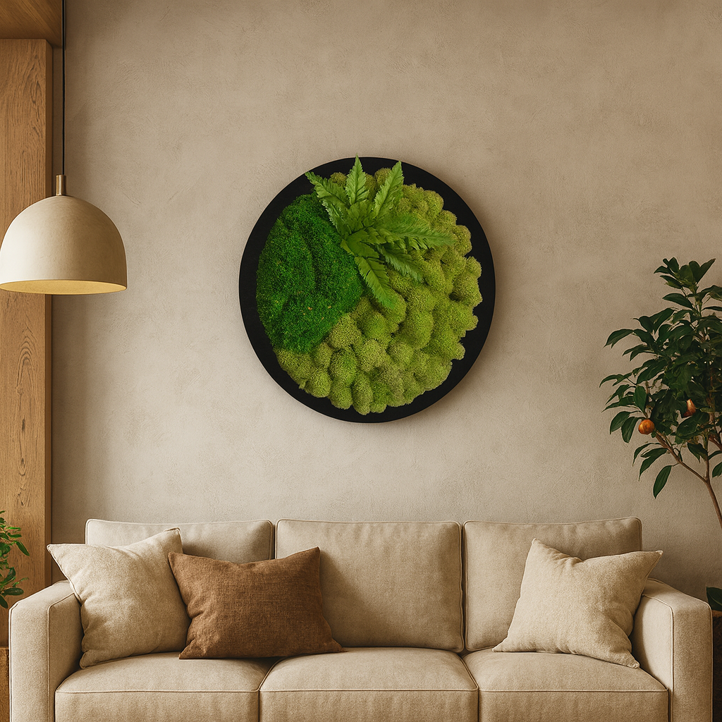 Mood Moss & Leaves Circle Moss Art Frame (One Piece)