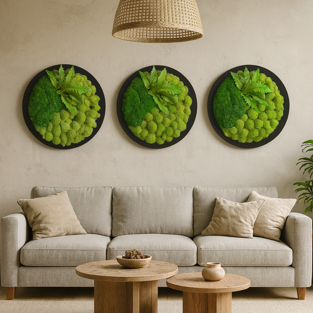Mood Moss & Leaves Circle Moss Art Frame (One Piece)