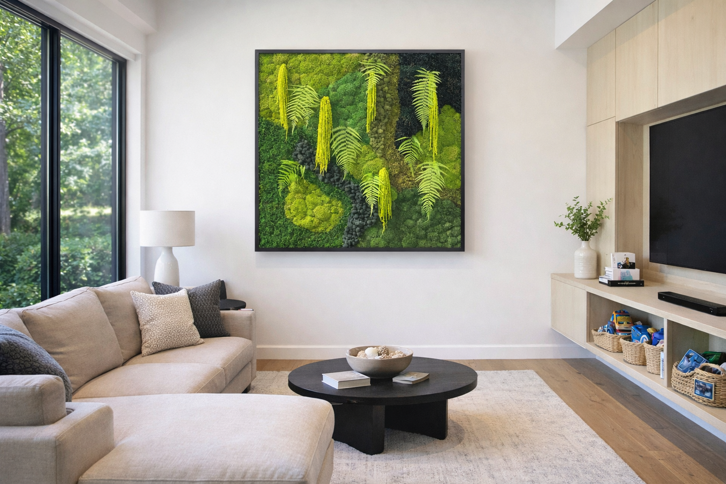 Verdant Rainfall Moss Art Frame