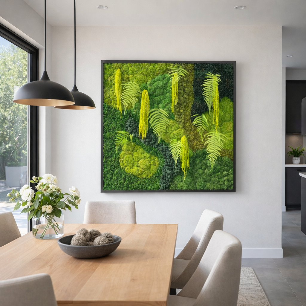 Verdant Rainfall Moss Art Frame