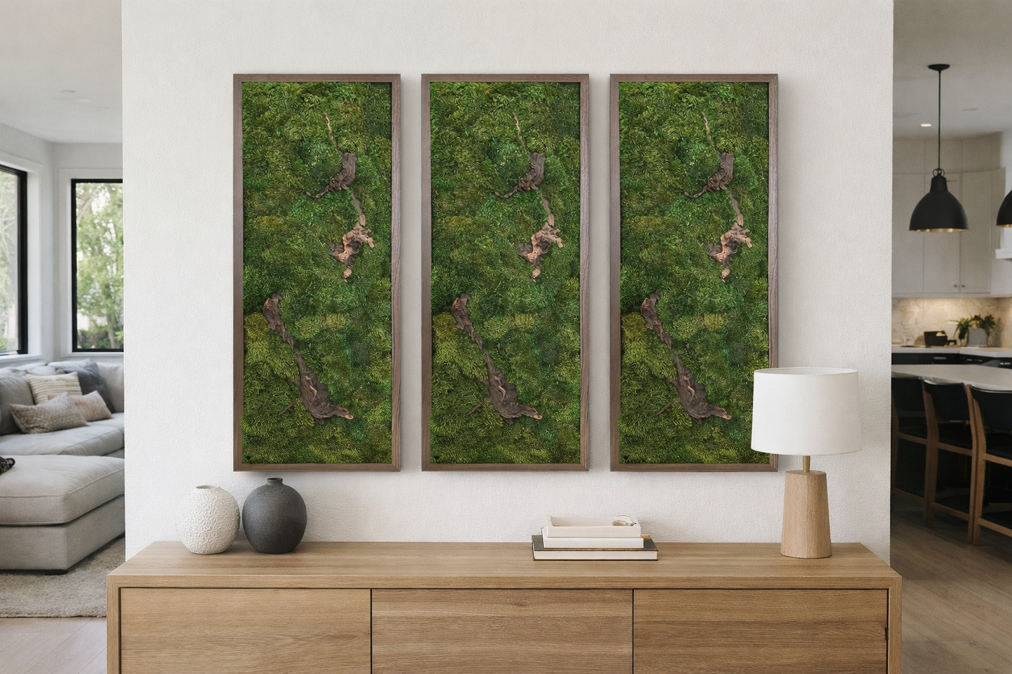 38x16" Hidden Woods Moss Art Frame: Ready to Ship