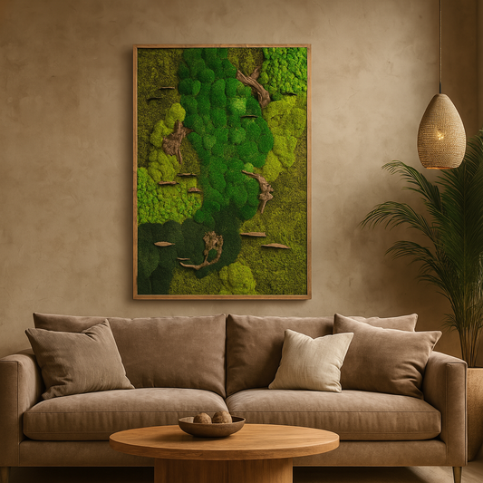Drifted Woodlands Moss Art Frame (Vertical, One Piece)