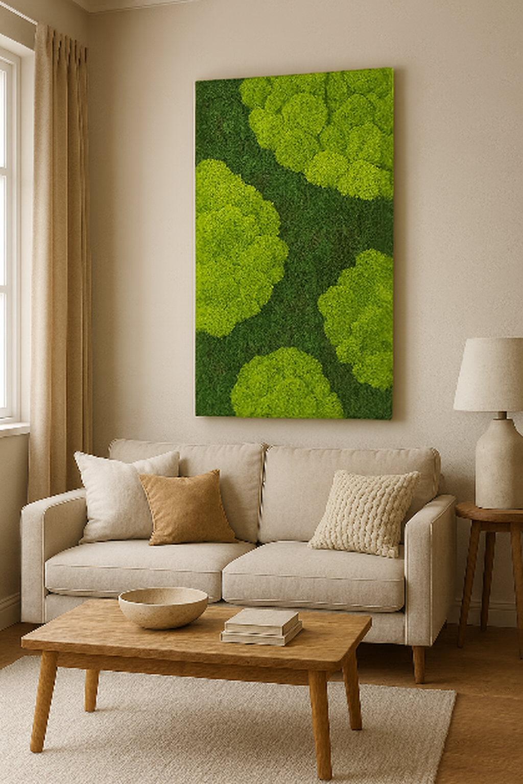 Aerial Forest Moss Art "Frameless Panel" (Yellow Green, One Piece)