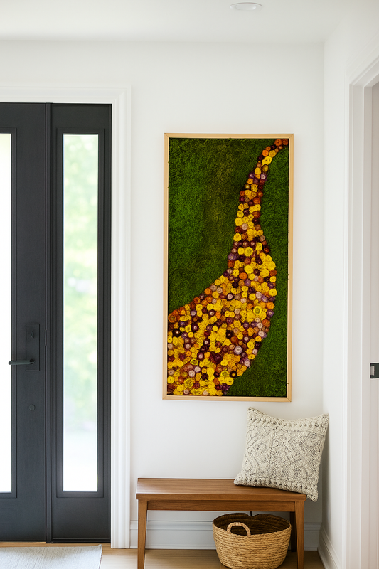 Floral Cascade Moss Art Frame