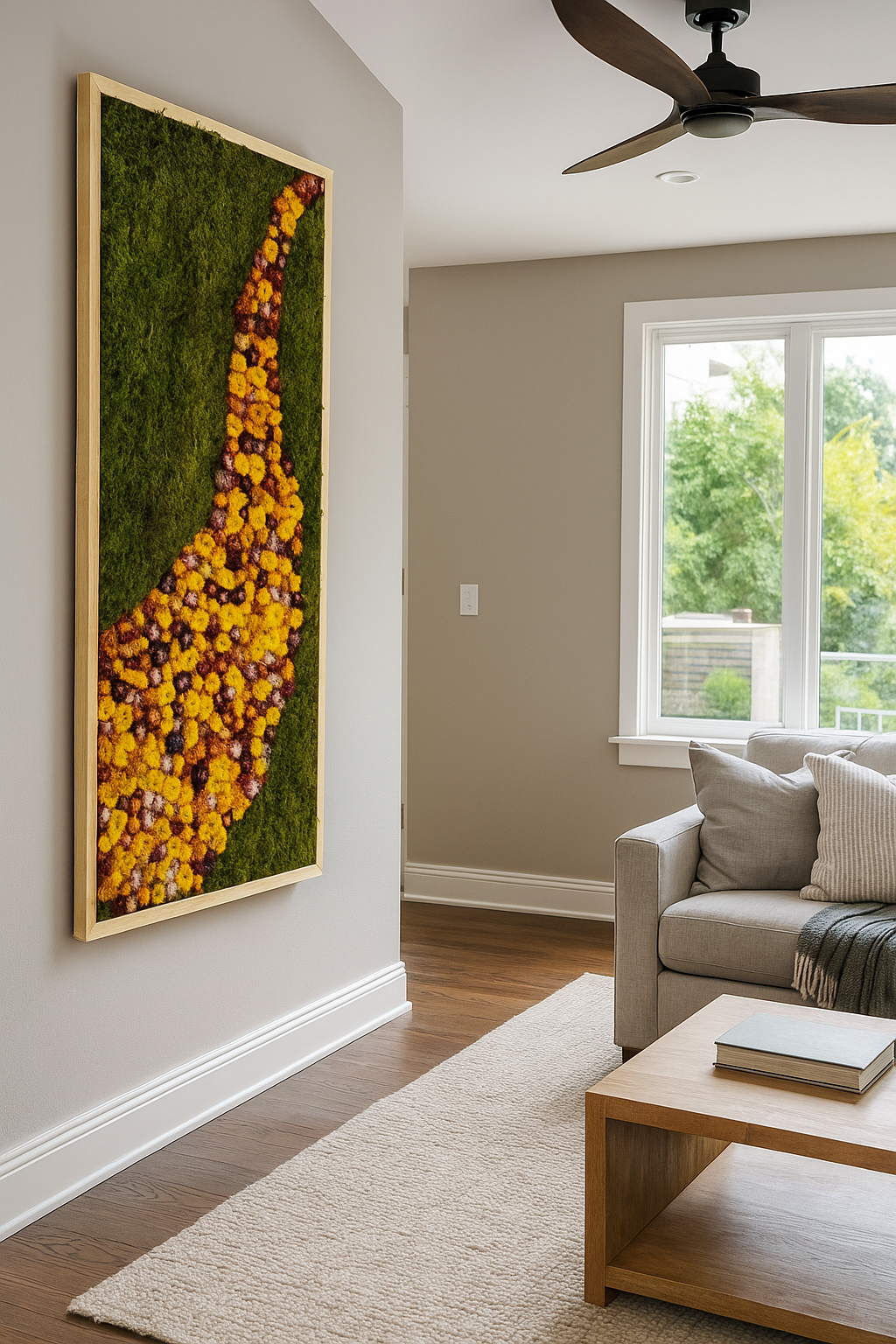 Floral Cascade Moss Art Frame